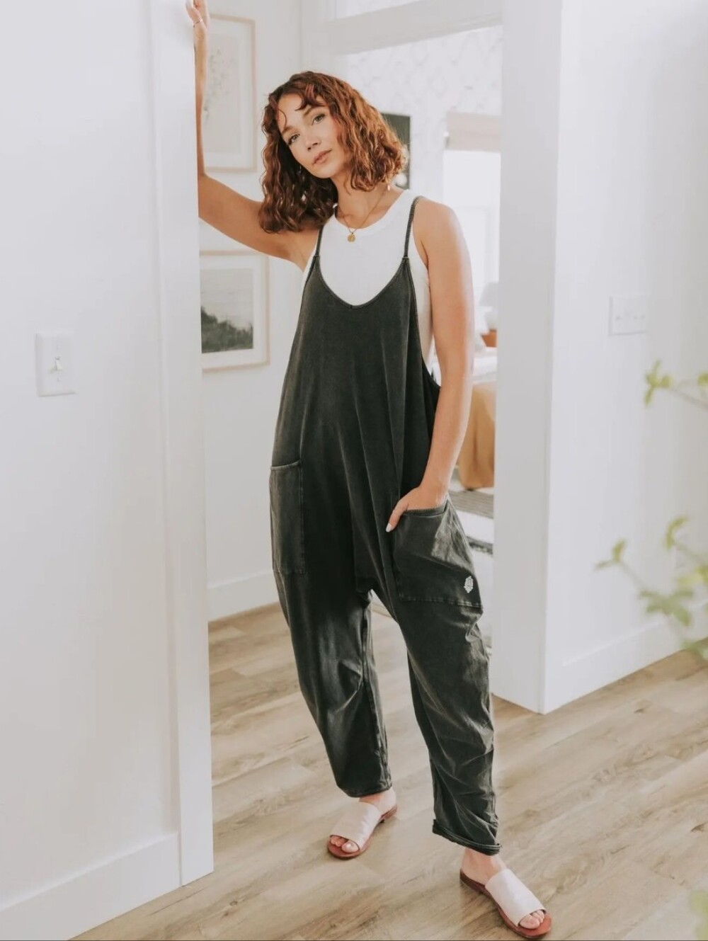 Washed Black Free People Movement Hot Shot Onesie